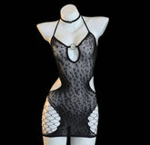 Sexy Mesh Bodycon Crotchless Hollow-out Tear-away Dress