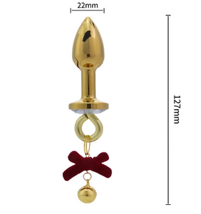 Cute Metal Butt Plug With Red Bow And Bell