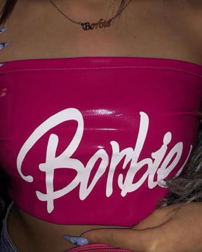Barbie Print Patent Leather Tube Top