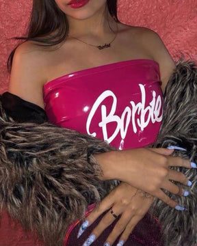 Barbie Print Patent Leather Tube Top