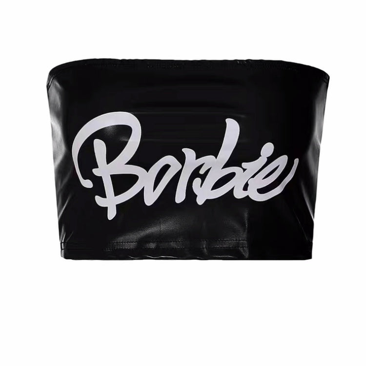 Barbie Print Patent Leather Tube Top