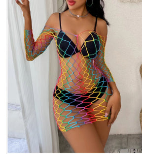Rainbow Colored Mesh Sexy Lingerie Accessory
