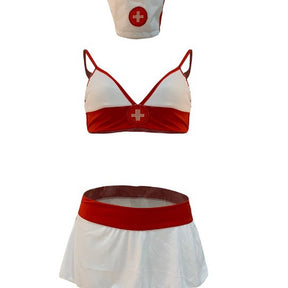 Classic White Nurse Costume Set with Skirt and Stethoscope