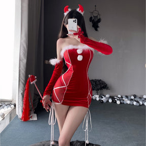 Sexy Tube Top Plush Christmas Costume