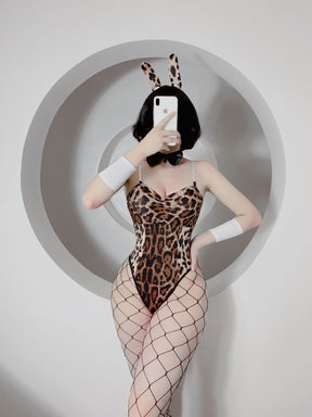 Sexy Leopard Print Net Stockings Sexy Bodysuit