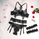 Halter Allover Lace Embroidery Sexy Lingerie Set