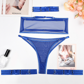 Sexy Bandeau Mesh Lingerie Set with Straps and Choker
