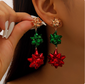 Vintage Metal Floral Drop Earrings