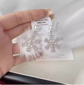 Rhinestone Plush Snowflake Pearl Earrings