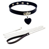 Leather Heart Chain Choker