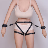 PU Leather Bondage With Handcuffs Bandage Set