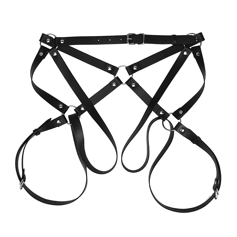 PU Leather Bondage With Handcuffs Bandage Set