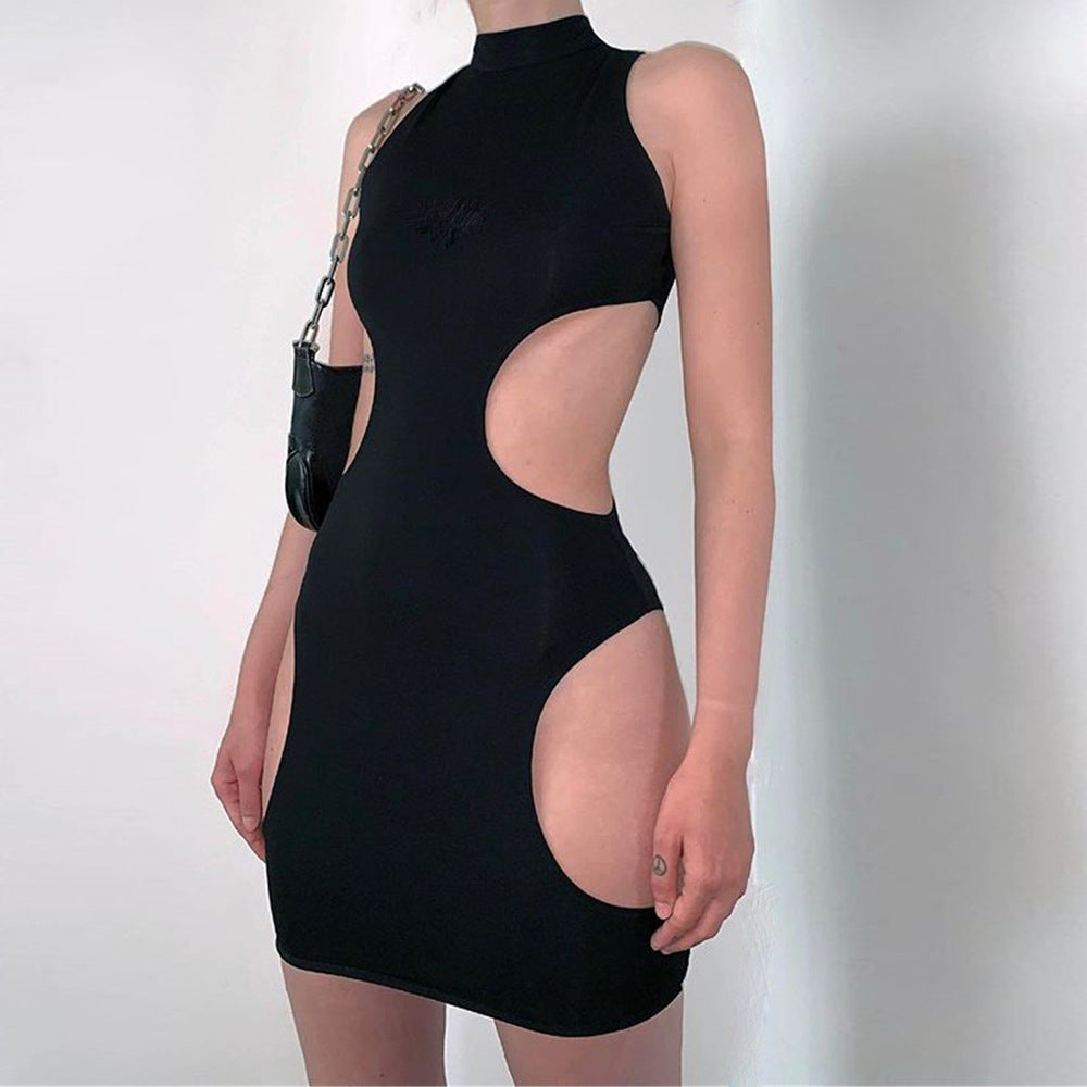 Sexy Hollow Out Tight Dress Turtleneck Dress Slide Hole Club Wear