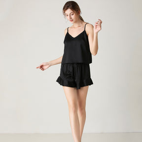 Silk V-Neck Sling Shorts Two-Piece Pajamas