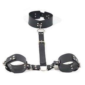 PU Leather Bondage Handcuffs Bandage Set