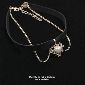 New Retro Choker Golden Peach Velvet Chain