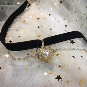 New Retro Choker Golden Peach Velvet Chain