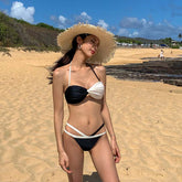 Contrasting Black and White Sexy Three-Point Bikini Resort Swim