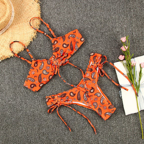 New Split Swimsuit Sexy Strap Sling Print Bikini