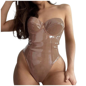 PU Leatherette Sexy Lingerie Bodysuit