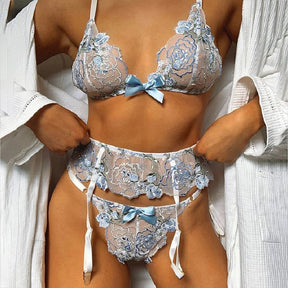 Embroider Sheer Lace Sexy Lingerie Set