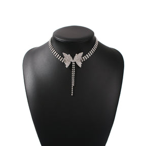 Butterfly Sexy Chunky Choker Necklace Rhinestone