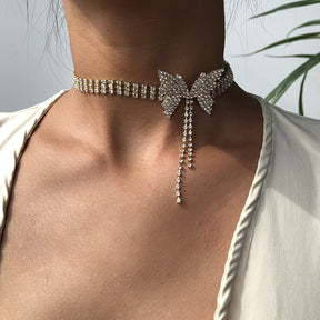 Butterfly Sexy Chunky Choker Necklace Rhinestone