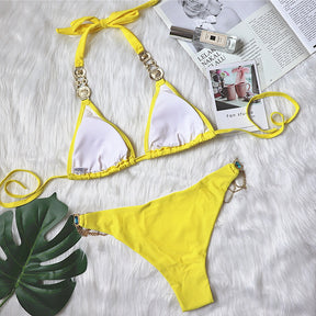 Crystal Diamond Chain Swimwear Rhinestone Bikini