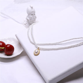 Vintage Double Pearl Necklace Chain Choker