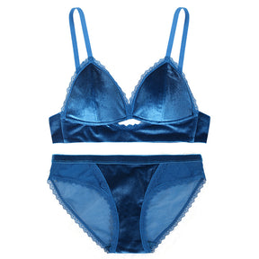 New Thin Velvet Sexy Vintage Lace Lingerie Set