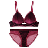 New Thin Velvet Sexy Vintage Lace Lingerie Set