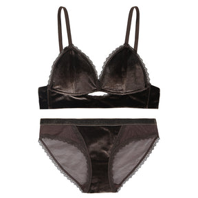 New Thin Velvet Sexy Vintage Lace Lingerie Set
