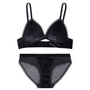 New Thin Velvet Sexy Vintage Lace Lingerie Set