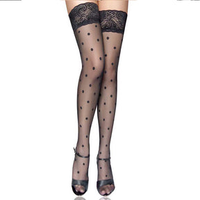 Sexy Black Lace Black Polka Dot Thigh High Stockings