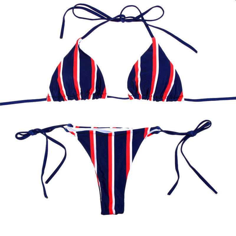 New Swimsuit Sexy Triangle Stripe Sprint Micro Bikini