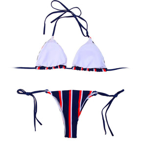New Swimsuit Sexy Triangle Stripe Sprint Micro Bikini