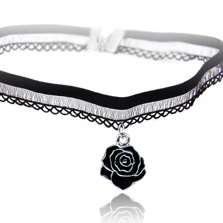 Velvet Clavicle Chain Rose Choker Lace Necklace