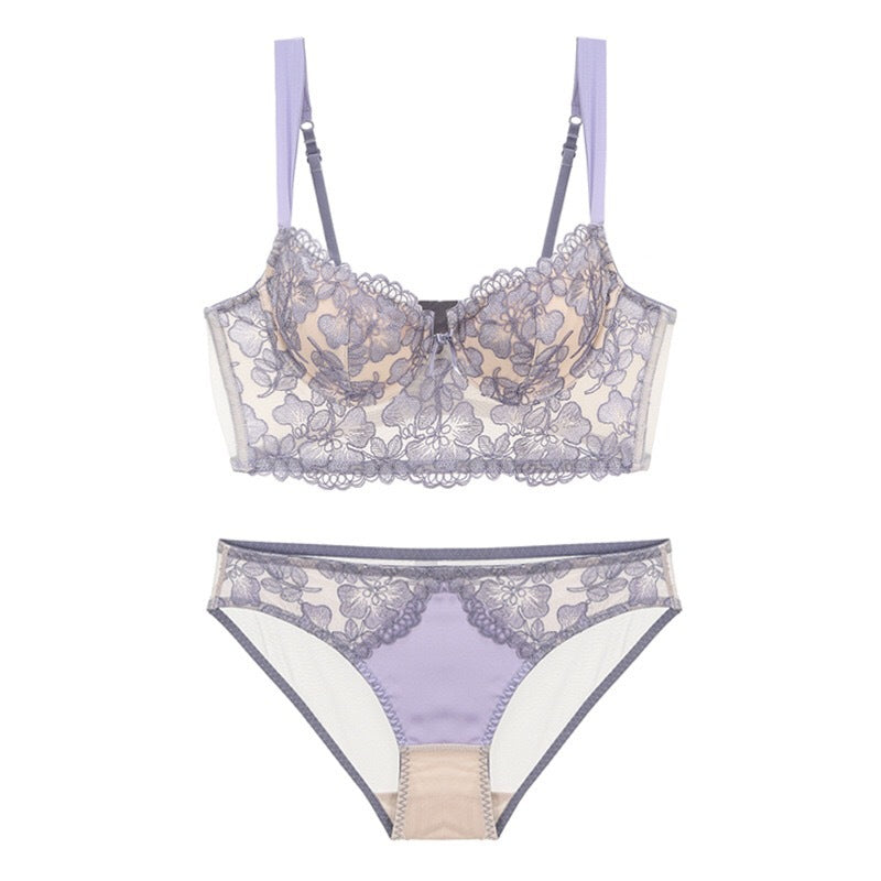 New Embroidered Flower Lace Sexy Lingerie Set