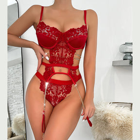 Sexy Lingerie Hollow Lace Sexy Two Piece Lingerie Set