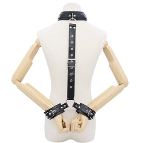PU Leather SM Bandage Back Handcuffs Bandage Set