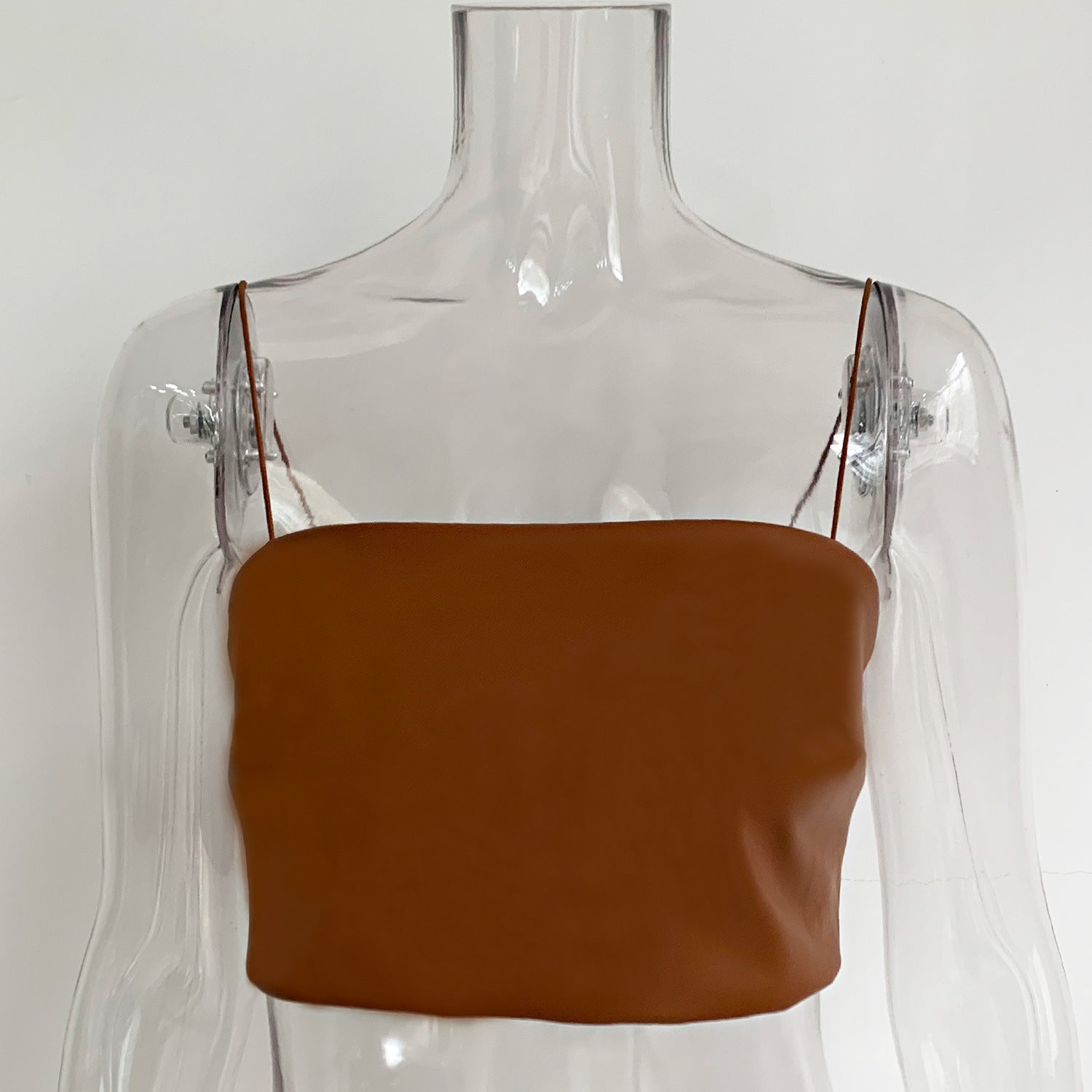 Leather Low - cut Camisole Top Club Wear