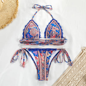 New Sexy Ribbon Patchwork Lace Micro Bikini