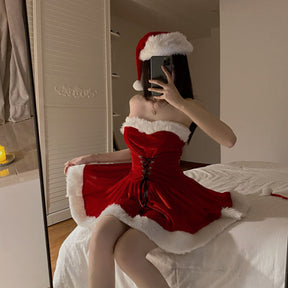 Christmas Bunny Girl Sexy Velvet Costume