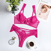 Allover Lace Perspective Sexy Lingerie Set