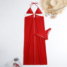 Sexy Bikini 3Pcs Swimwear Metal Chains Resort Swim