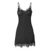 Summer Ice Silk Backless Sexy Lingerie Chemise