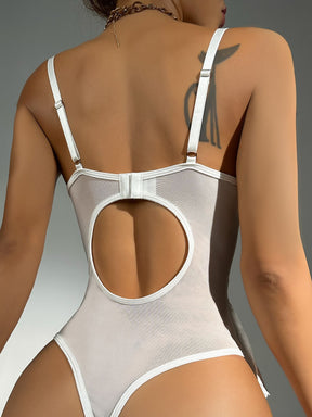 Allover Lace Embroidery Hollow Out Sexy Bodysuit