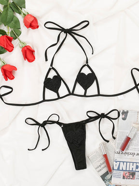 New Red Three-Point Hollow Sexy Lingerie Set