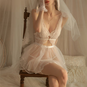 New Romantic Bridal Mesh Sexy Suit Perspective Lace Sexy Costume