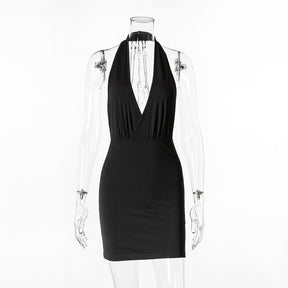 Diamond Chain Sleeveless Sexy Backpack Hip Dress Club Wear